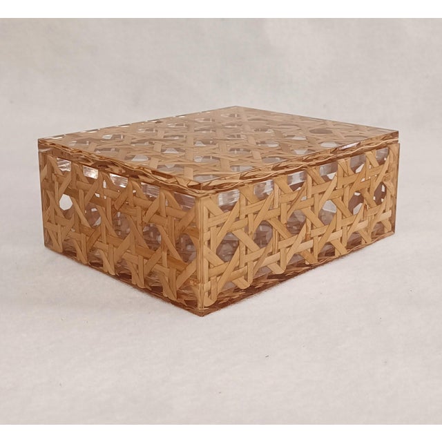 Mid-Century Modern Acrylic Glass and Vienna Straw Box from Christian Dior, 1980s For Sale - Image 11 of 11