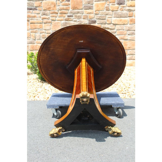 1980s Maitland-Smith Inlaid Wood Table With Gilt Brass Paw Feet For Sale - Image 9 of 12