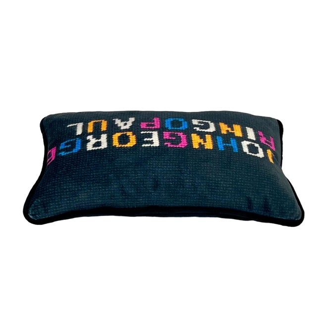 Velvet "John George Ringo Paul" Custom Made Pillow, Original For Sale - Image 4 of 6
