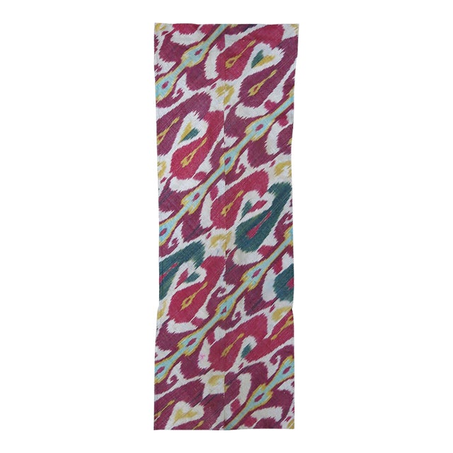 Antique Central Asian Silk Ikat Adras Fragment From Bukhara, Uzbekistan For Sale