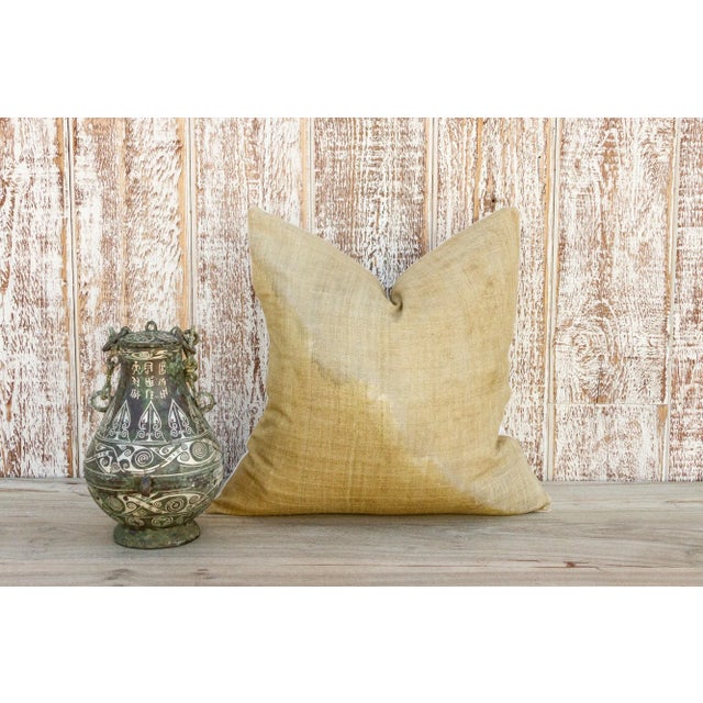 Vintage Rupa Indian Olive Organic Silk Pillow For Sale - Image 9 of 10
