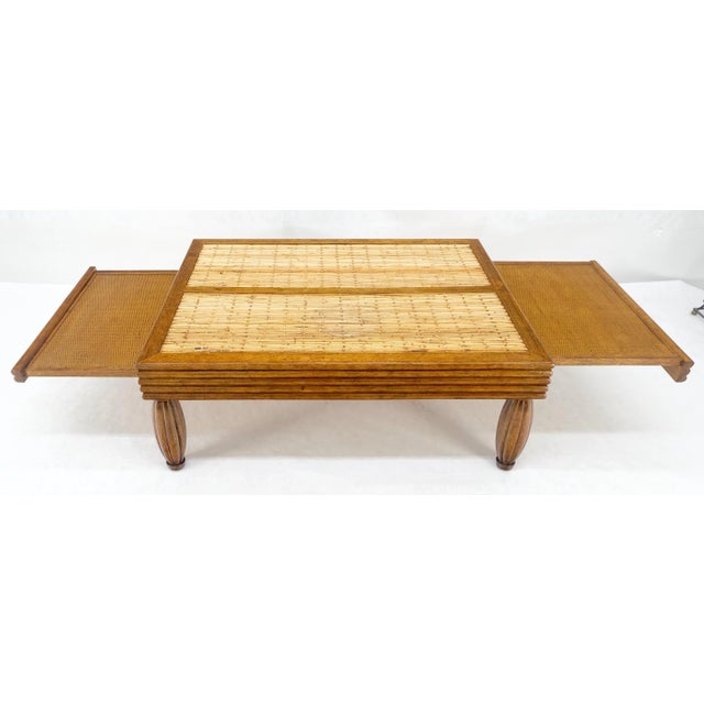 Heavy Solid Angelica Wood Rattan Pull Out Shelves Bowling Pins Shape Legs Mint