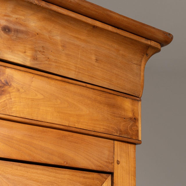 19th Century France Warm Honey Oak Carved Oak Two-Part Cabinet For Sale - Image 10 of 11