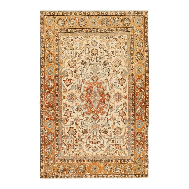 Rust Handmade Persian Mahal Wool Rug Featuring an Allover Floral Pattern For Sale