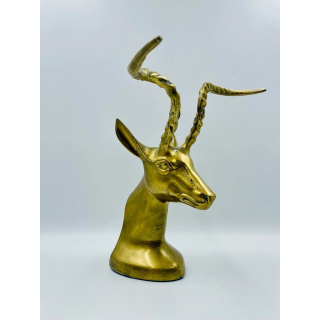 Mid 20th Century Mid 20th Century Regency Style Brass Gazelle Bookends - a Pair For Sale - Image 5 of 13