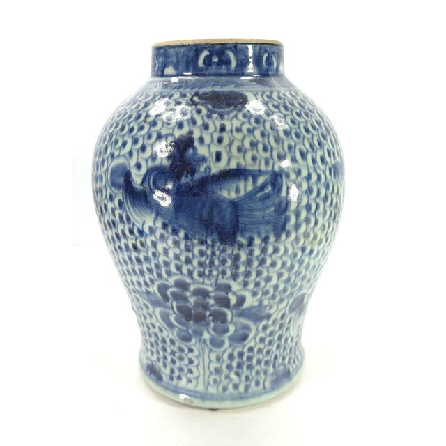Chinese Blue & White Vase With Large Bird Decoration For Sale - Image 4 of 8