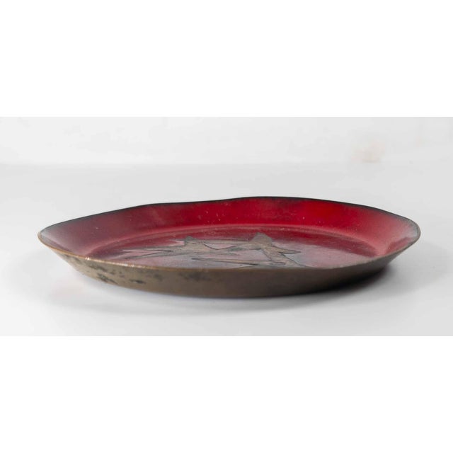 Mid-Century Modern Mid-Century Modern Abstract Enamel Bronze Catchall Dish With Birds For Sale - Image 3 of 8