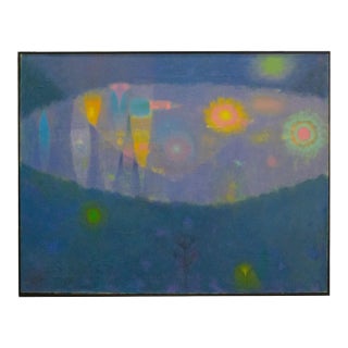 Signed “Moon Flower” Abstract Oil on Canvas Painting by Martin Friedman For Sale