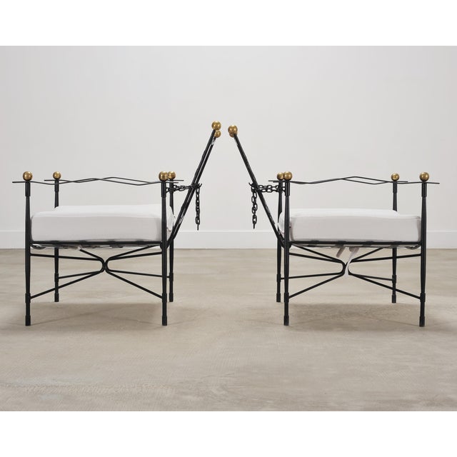 Set of Four Mario Papperzini Amalfi Iron Lounge Garden Chairs For Sale - Image 9 of 18