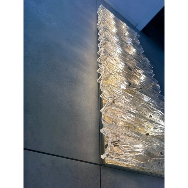 Contemporary Brass and Murano Glass Flush Mount Wall Sconces — Pair For Sale - Image 4 of 8