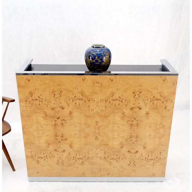 Mio Baughman decor burl walnut & chrome Mid-Century Modern liquor serving bar.