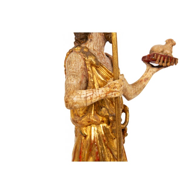 German or Austrian Polychromed Statue Sculpture of Saint John the Baptist For Sale - Image 11 of 18