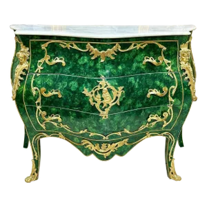 Louis XV Style Green Commode Marble Topped