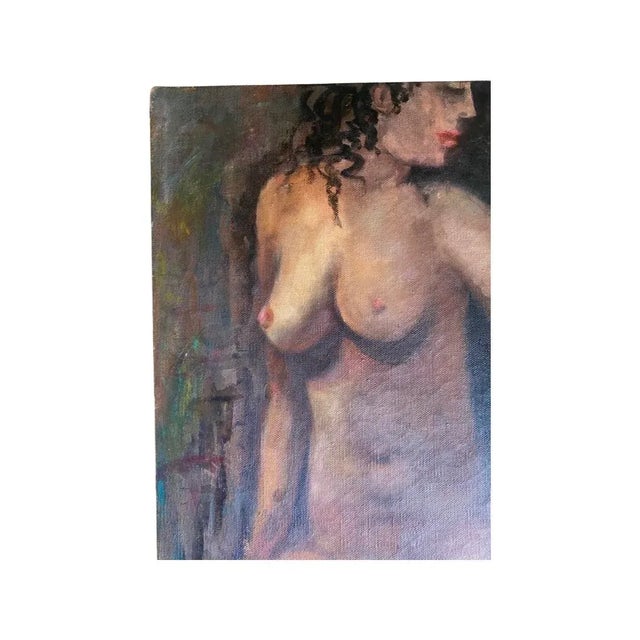 American Vintage Oil Painting on Canvas of a Nude Female Figure, Circa 1940’s For Sale - Image 3 of 7