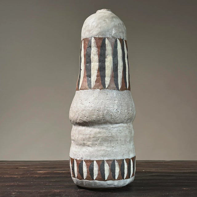 Vintage Modernist Shino Glazed Hand Painted Ceramic Vessel For Sale - Image 10 of 10