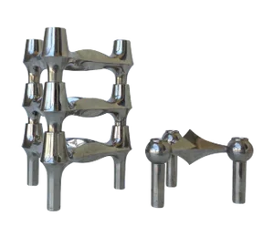 Mid-Cenutry Fritz Nagel & Ceasar Stoffi Chrome-Plated Modular Candleholders - - Set of4