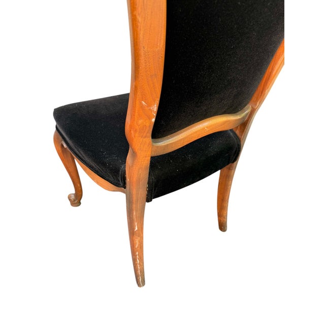 Mid 20th Century Set of Six French Provincial Chairs With Black Velvet Upholstery For Sale - Image 11 of 11