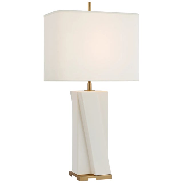 Thomas O'Brien for Visual Comfort Signature Niki Medium Table Lamp in Ivory with Linen Shade For Sale