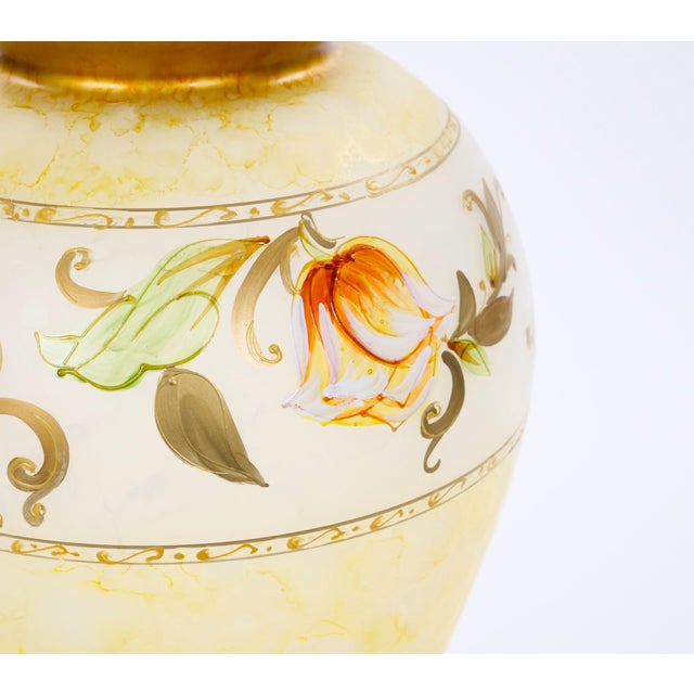 Gold Mid-Century Modern Italian Venetian Art Glass Gilt & Painted Tableware Vase For Sale - Image 8 of 12
