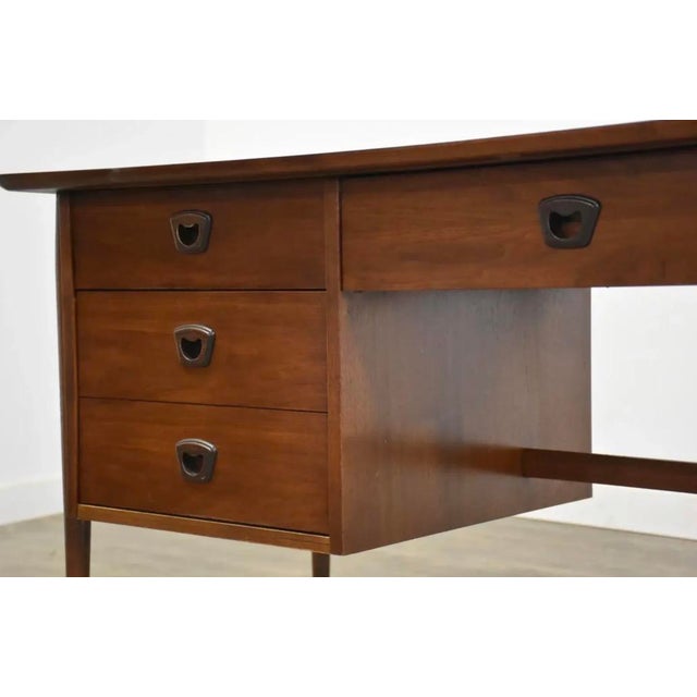 1960s 1960s Refinished Walnut Mid Century Desk For Sale - Image 5 of 10
