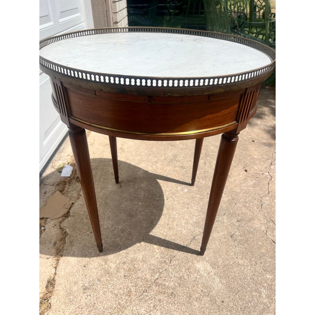 French 19th Century Louis XVI Mahogany Oval Bouillotte Marble Top Side Table For Sale - Image 12 of 12
