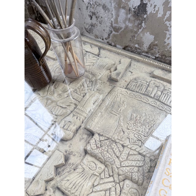 Metal Ceramic Coffee Table with Carved Stone, 1950s For Sale - Image 7 of 18