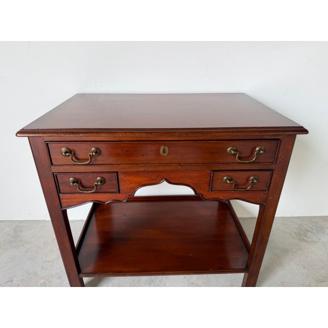 Hollywood Regency Vintage Baker Furniture Milling Road Chippendale Style 3 Drawer Nightstand For Sale - Image 3 of 12
