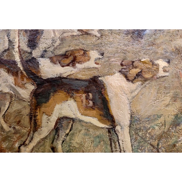 Charles Perrin-Wild Boar Hunting With Dogs -1920s Sporting Oil Painting For Sale In Los Angeles - Image 6 of 9