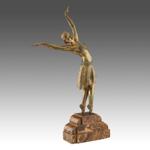 Gold Demetre Chiparus, Vedette, Gilt Bronze For Sale - Image 8 of 18