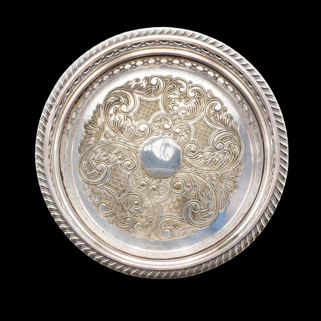 Metal Vintage Wine Coaster Duo, English, Silver Plate, Champagne Bottle Stand, c.1960 For Sale - Image 7 of 10