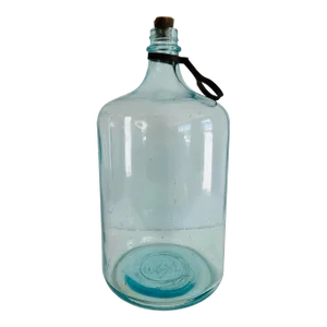 Vintage Large Glass Bottle With Metal Handle