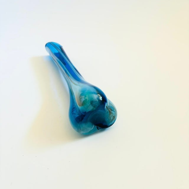 MCM Striped Blue Swung Glass Vase For Sale - Image 10 of 10