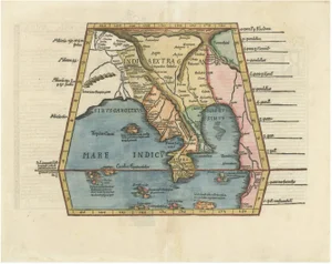 Map of India and Southeast Asia from Ptolemaic Geography, 1535