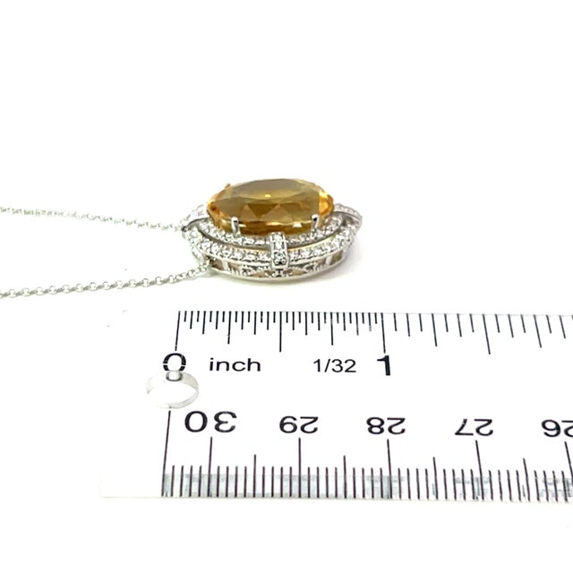 Natural Citrine Diamond Necklace 14k Gold 11.93 TCW Certified For Sale - Image 9 of 11