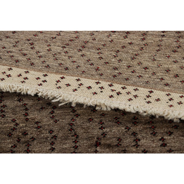 Textile Vintage Gabbeh Persian Runner Rug in Beige With Red Dots Pattern - Rug & Kilim For Sale - Image 7 of 7