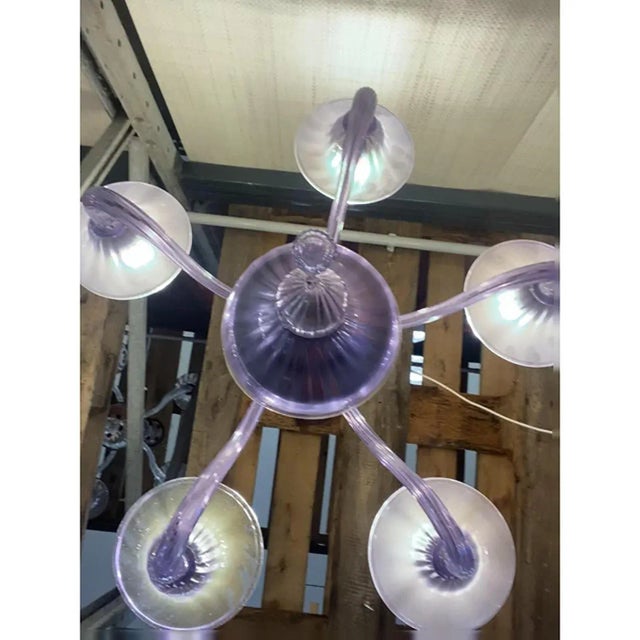 Italian Handmade Murano Style Glass Chandelier in Light Violet by Simoeng For Sale - Image 6 of 9