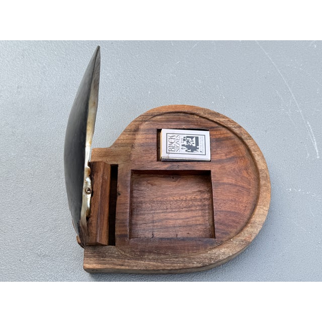 1950s Alexander Noll Carved Wood & Mother of Pearl Lidded Cigarette Box For Sale - Image 10 of 13