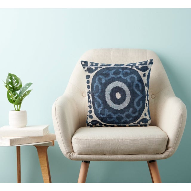 Tribal Silk Velvet Gulkurpa Ikat Accent Pillow For Sale - Image 3 of 3