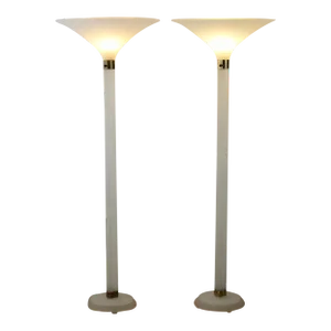 Karl Springer Sandblasted Lucite Tourche Floor Lamp-A Pair