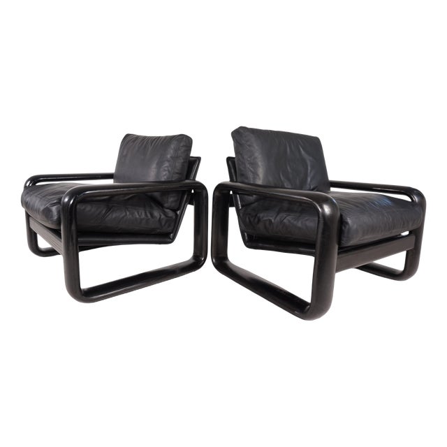 Hombre Leather Lounge Chairs by Burkhard Vogtherr for Rosenthal, 1970, Set of 2 For Sale