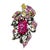 3.27 Carat Rubellite Tourmaline Diamond Sapphire 18k Gold Floral Ring, Size 6.75 For Sale - Image 4 of 7