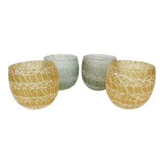 Vintage Mid-Century Modern Spaghetti String Roly Poly Glasses - Set of 4 For Sale