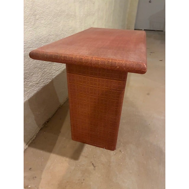 Mid-Century Modern 1970s Mid-Century Raffia Covered Side Table For Sale - Image 3 of 6