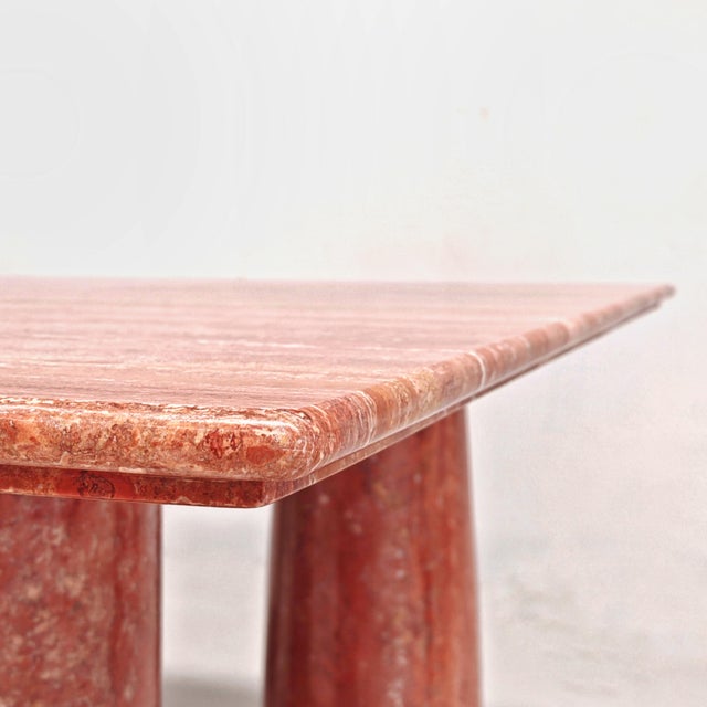 Stone Square Model Colonnato Table in Red Travertine Marble by Mario Bellini for Cassina, 1970s For Sale - Image 7 of 18