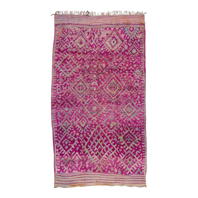 Mid 20th Vintage Geometric Purple Moroccan Wool Rug For Sale