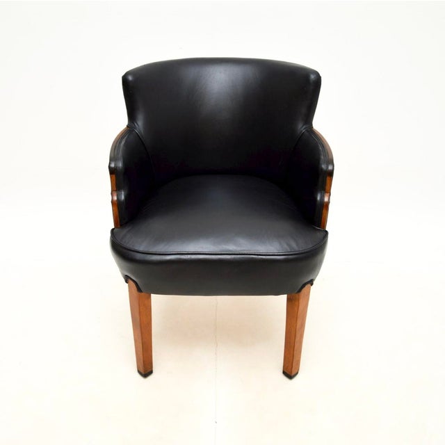 1930s Art Deco Chair in Walnut and Leather, 1930 For Sale - Image 5 of 9