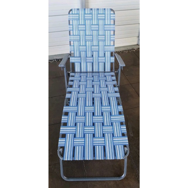 1990s Vintage Webbed Aluminum Folding Lounge Chair For Sale - Image 4 of 7