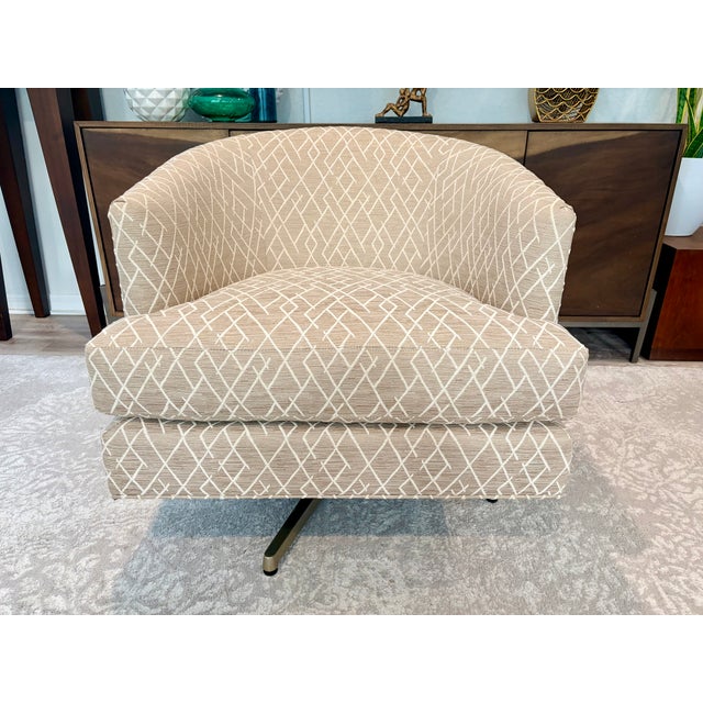 Contemporary Lexington Upholstery Graves Chair Custom Fabric Grade 1,Polished Brass For Sale - Image 3 of 7