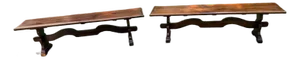 Late 20th Century Pair of Vintage Rustic Style Trestle Base Benches