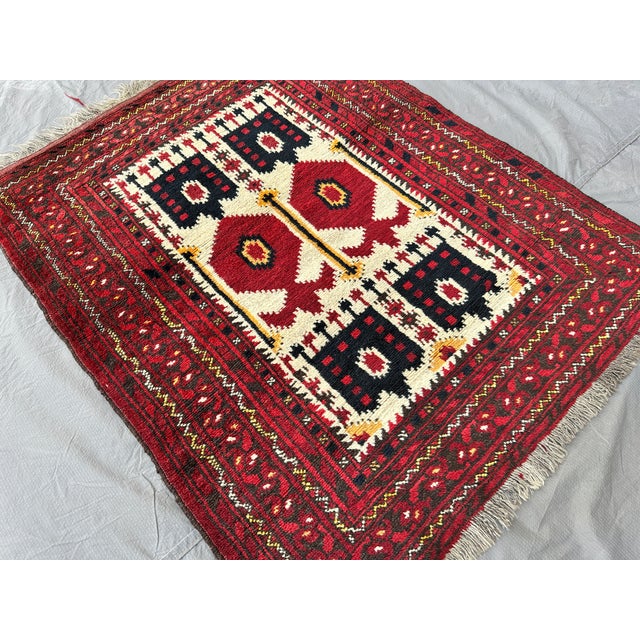 Ivory Turkmen Hand-Knotted Wool Rug - 3'10" X 3'0" For Sale - Image 4 of 11
